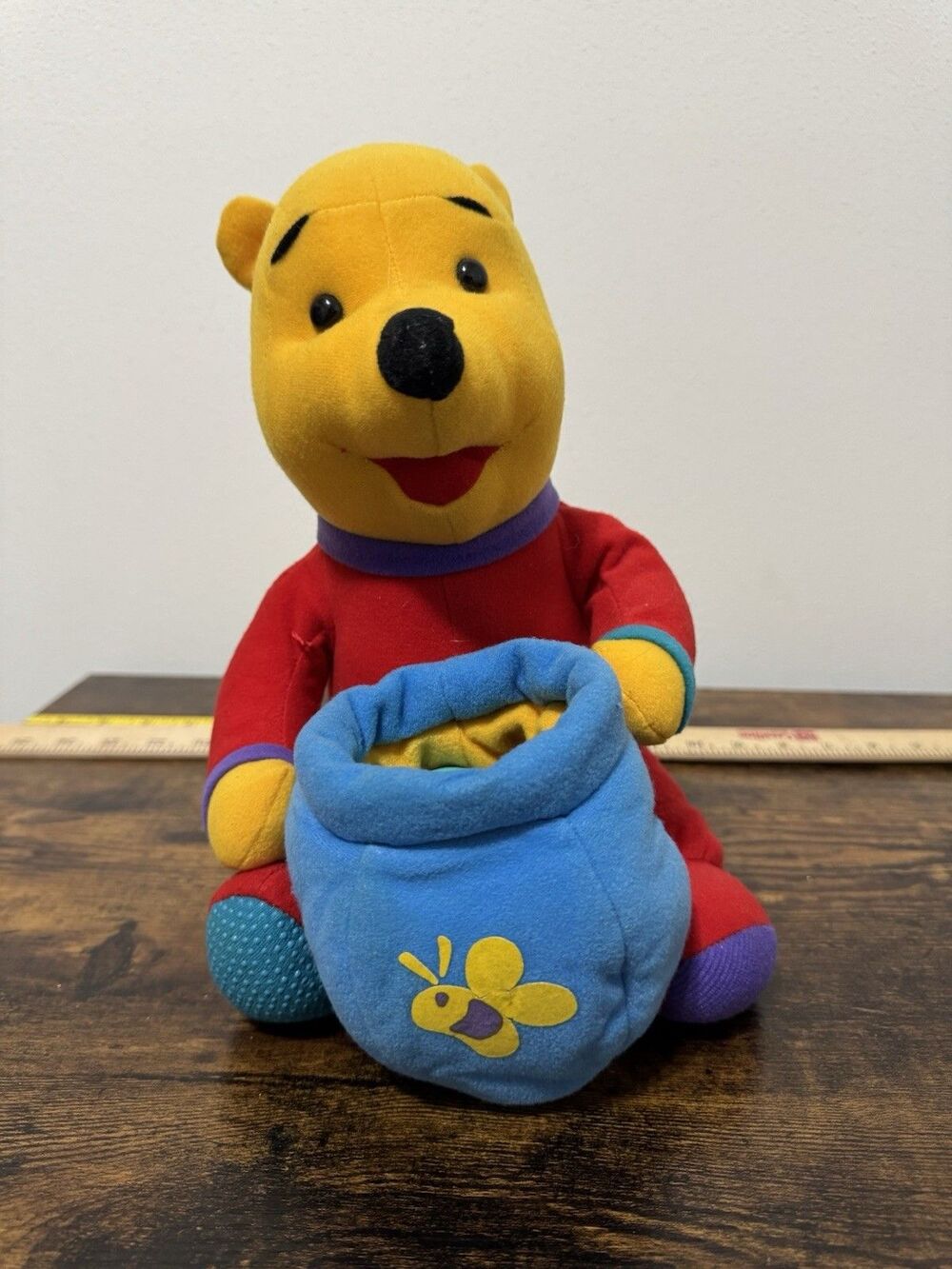 Vintage 1996 Winnie The Pooh Plush Toy with Blue Honey Pot
